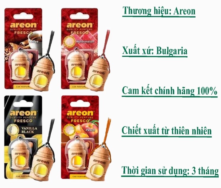 Tinh Dầu Khử Mùi Xe Hơi AREON, Nhập Khẩu Bulgaria, Nhiều Mùi Hương Thiên Nhiên