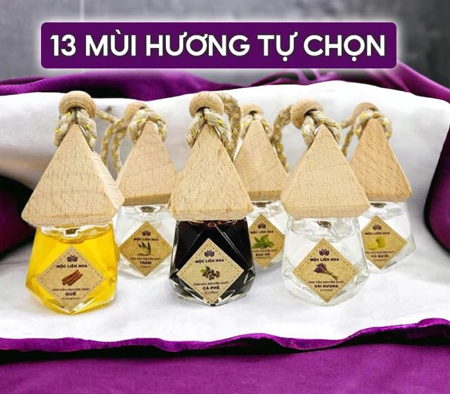 Tinh Dầu Thiên Nhiên Liên Hoa Treo Xe 9ml, 13 Mùi Organic, Khử Mùi Xe Ô Tô