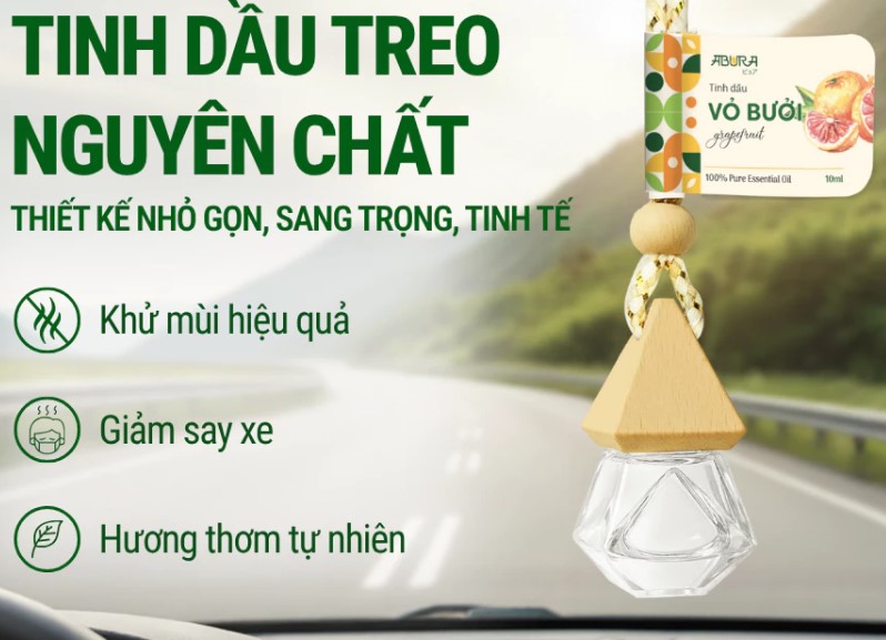 Tinh Dầu Treo Xe Ô Tô ABURA 10ml, Khử Mùi, Giảm Say Xe & Hương Thơm Tự Nhiên Thư Giãn
