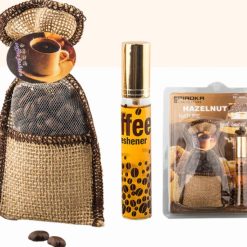 Túi Thơm Cafe Treo Xe Ô Tô, Khử Mùi, Thơm Dịu, Kèm Chai Tinh Dầu Cà Phê