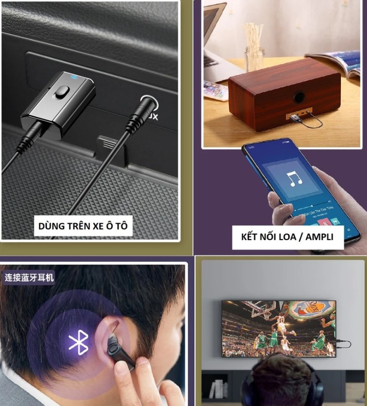 USB Bluetooth 5.3 Thu Phát Âm Thanh, Kết Nối Không Dây Qua Jack 3.5mm Cho Loa, Ô Tô, Tai Nghe