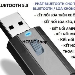 USB Bluetooth 5.3 Thu Phát Âm Thanh, Kết Nối Không Dây Qua Jack 3.5mm Cho Loa, Ô Tô, Tai Nghe
