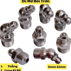 Vú Mỡ Bôi Trơn M6 M8 M10 M12 Dạng Thẳng, Cong 45°, Cong 90°, Phụ Kiện Tra Mỡ Cơ Khí