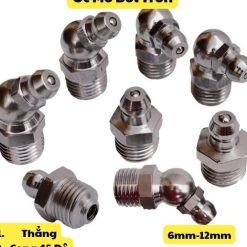 Vú Mỡ Bơm Mỡ Bôi Trơn Ren M6 M8 M10 M12 | Dạng Thẳng – Cong 45° – Cong 90°