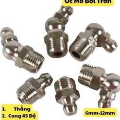 Vú Mỡ Bơm Mỡ Bôi Trơn Ren M6 M8 M10 M12 | Dạng Thẳng – Cong 45° – Cong 90°
