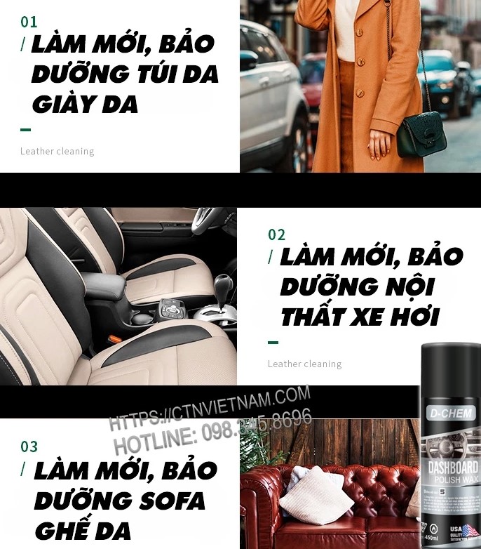 Xi Đánh Bóng Áo Da, Giày Da D-Chem Vệ Sinh, Dưỡng Ẩm, Chống Mốc, Dễ Sử Dụng