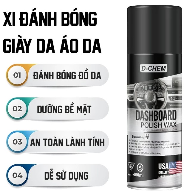 Xi Đánh Bóng Áo Da, Giày Da D-Chem Vệ Sinh, Dưỡng Ẩm, Chống Mốc, Dễ Sử Dụng