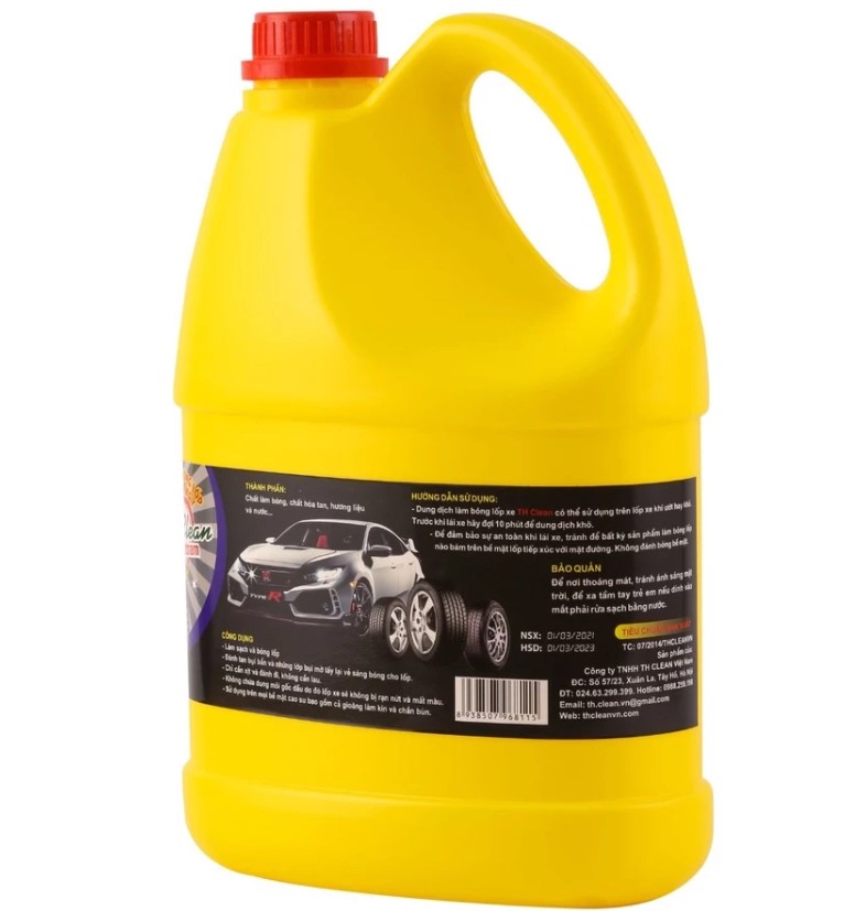 Xịt Bóng Lốp Dung Dịch Dưỡng Đen Bóng Lốp Ô Tô, Xe Máy, Xe Tải TH CLEAN 4.5L Chuyên Dụng