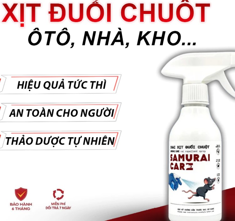Xịt Đuổi Chuột SAMURAI Hương Bạc Hà, Bảo Vệ Xe Hơi, An Toàn Cho Người & Môi Trường