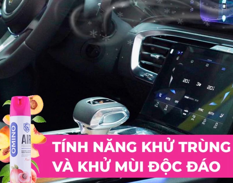 Xịt Khử Mùi Nội Thất Ô Tô OMINO M11P Hương Đào 330ml Chống Say Xe & Khử Mùi