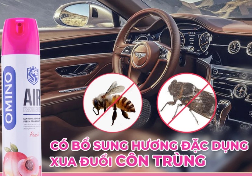 Xịt Khử Mùi Nội Thất Ô Tô OMINO M11P Hương Đào 330ml Chống Say Xe & Khử Mùi