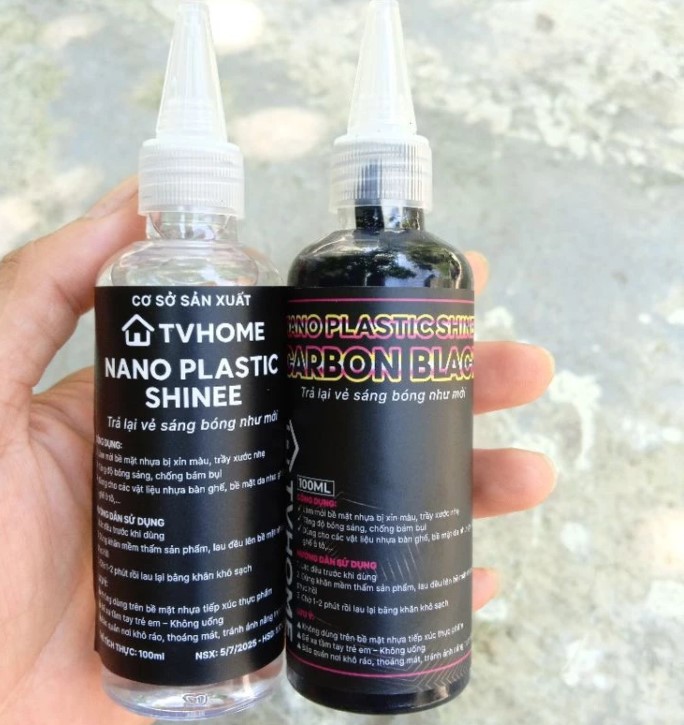 Chai phục hồi nhựa nhám Carbon Black 100ml, nhuộm nhựa đen sâu, chống UV, chống thấm nước