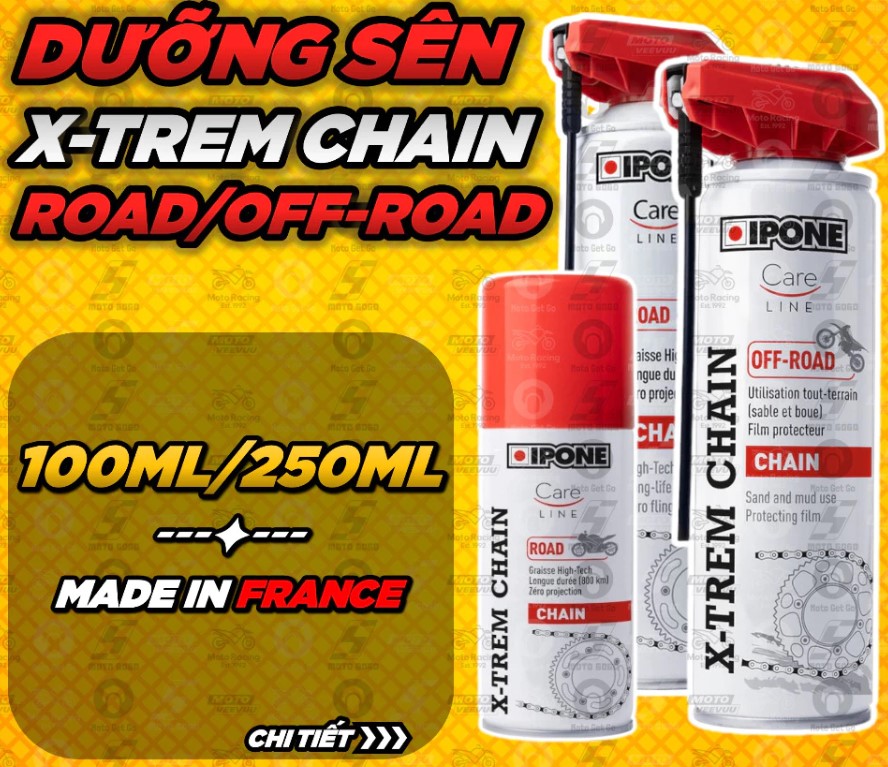 Chai Xịt Dưỡng Sên, Xích Chống Trôi, Chống Gỉ, Siêu Chịu Tải Ipone X-Trem Chain Road Off Road