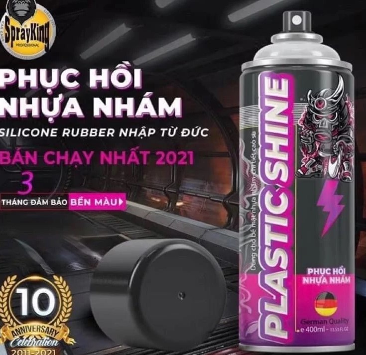 Chai Xịt Phục Hồi, Dưỡng Nhựa Nhám Sprayking Plastic Shine Bảo Vệ, Phục Hồi Màu Đen Sáng Đều