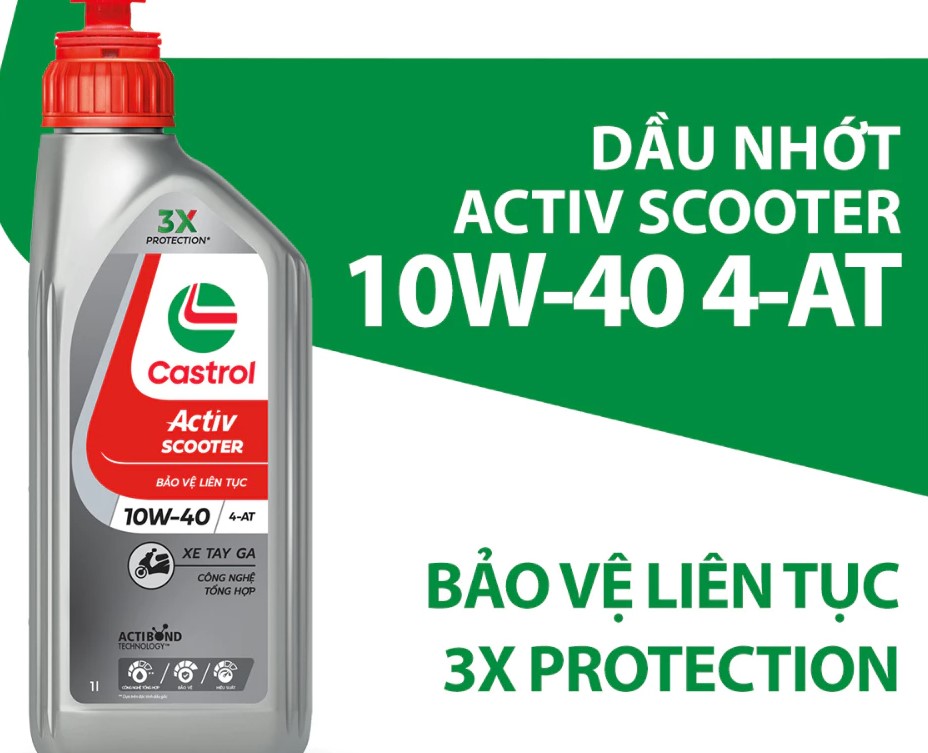 Combo 2 Dầu Nhớt Xe Tay Ga Castrol Activ Scooter 10W-40 4-AT Chính Hãng