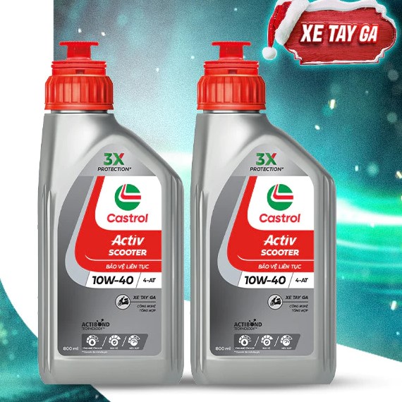 Combo 2 Dầu Nhớt Xe Tay Ga Castrol Activ Scooter 10W-40 4-AT Chính Hãng