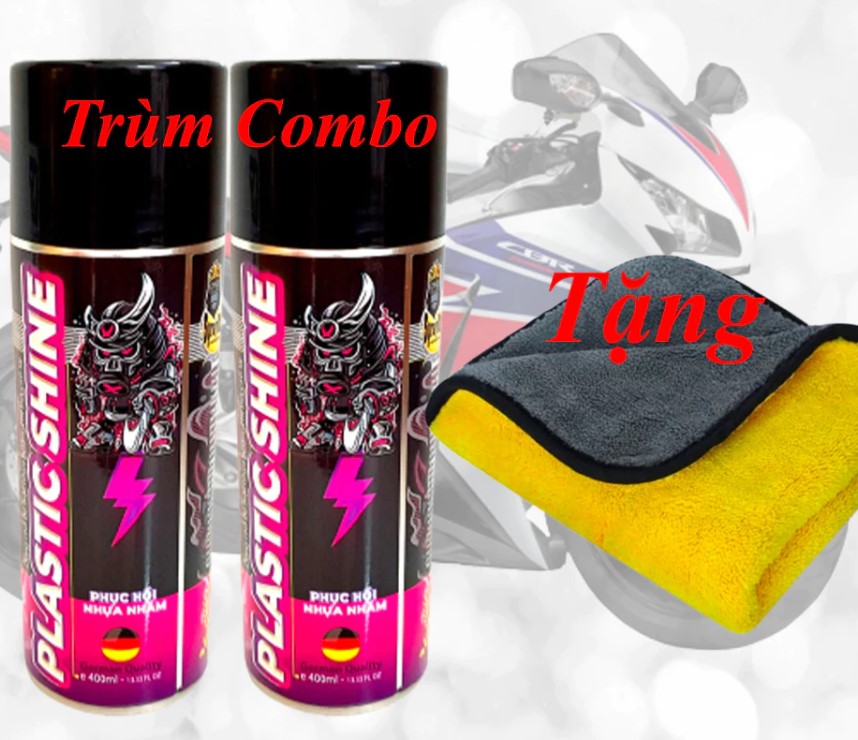 Combo Chai Xịt Phục Hồi Nhựa Nhám Sprayking Mẫu Mới Kèm Khăn Vàng Xám 30x30