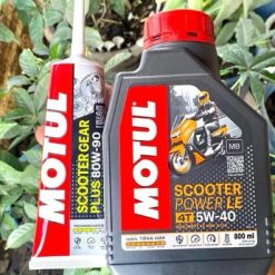 Combo Nhớt Ga Tổng Hợp Motul 5W40 Và Nhớt Láp 80W90 Dành Cho Xe Tay Ga