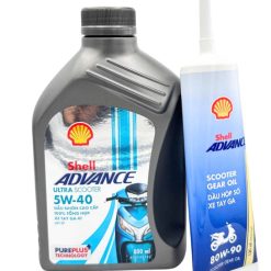 Combo Nhớt Tổng Hợp Xe Tay Ga Shell Ultra 5W40 Tặng Nhớt Láp Shell