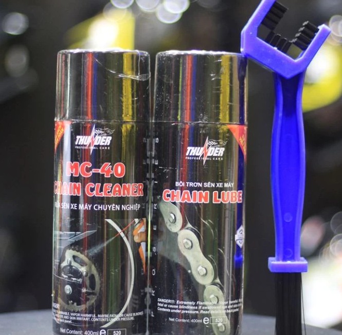 Combo Vệ Sinh Sên MC-40 400ml, Bôi Trơn Dưỡng Sên Thunder Và Bàn Chải Sên Chuyên Nghiệp