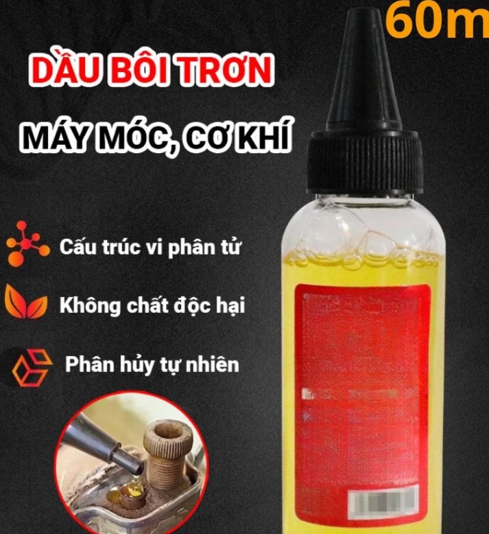 Dầu Nhớt Bôi Trơn Chịu Nhiệt Đa Dụng 60ml Kèm Vòi Cong Và Thẳng Chống Mài Mòn Hiệu Quả