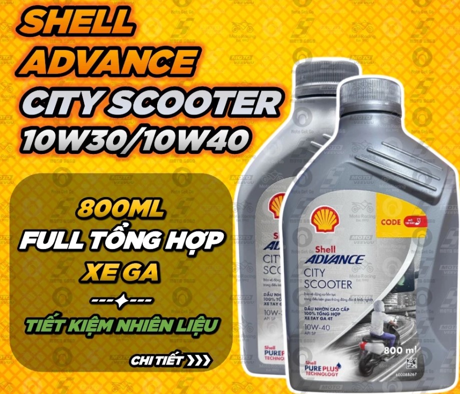 Dầu Nhớt Shell Advance City Scooter Fuel Save Tay Ga 10W30 800ML