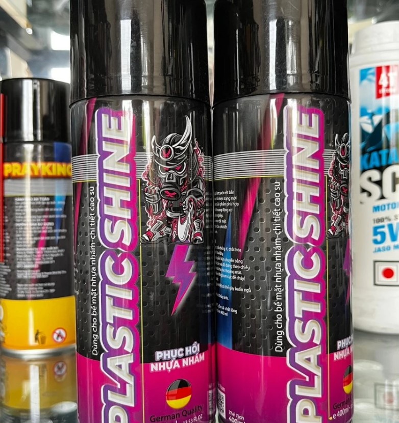 Dưỡng Nhám Sprayking Plastic Shine Mẫu Mới 400ml Kèm Khăn 3M