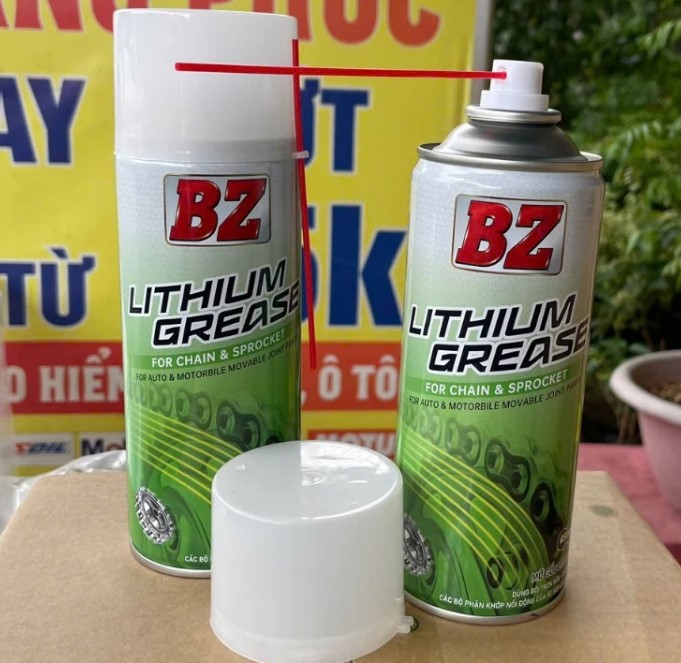 Dưỡng Sên BZ Mỡ Bò Xanh Lithium 450ml Chính Hãng Chống Văng, Cao Cấp, Hiệu Quả Cho Mọi Loại Sên