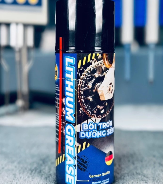 Dưỡng Sên Mỡ Bò Xanh Chống Văng Bám Sên Sprayking Chai Dạng Xịt 400ml Gốc Mỡ Bò Lithium Xanh