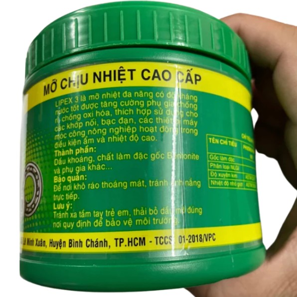 Mỡ Bò Chịu Nhiệt Lipex 3 Vàng Lon 400gr