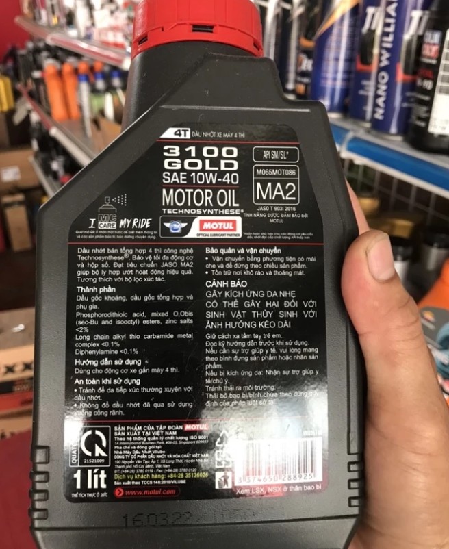 Nhớt Motul 3100 Gold 10W40 1 Lít 0.8L Chính Hãng