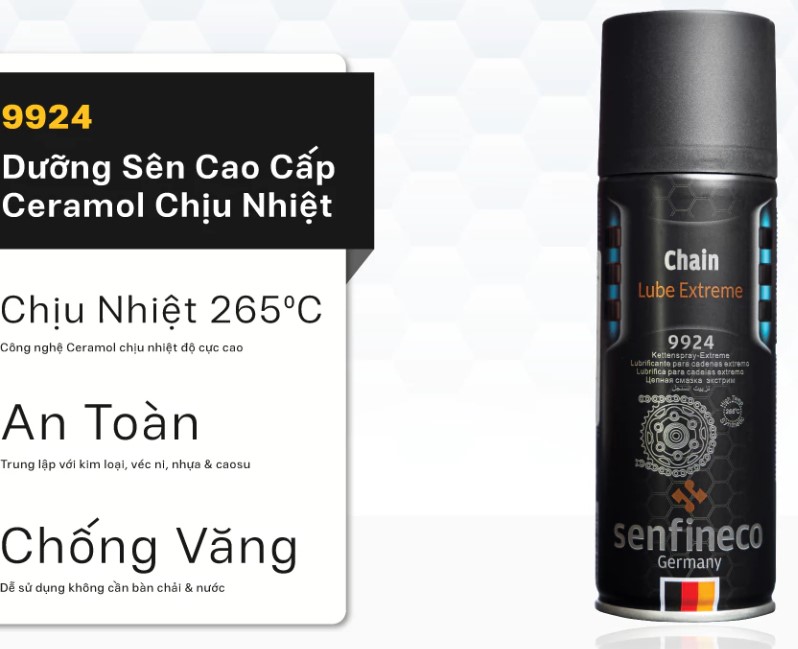 Senfineco 9924 Chain Lube Extreme Xịt Dưỡng Sên Không Văng 200ML