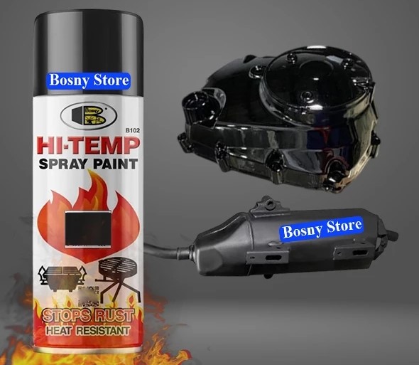 Sơn Chịu Nhiệt Bosny Hi-Temp Đen Nhám Đen Bóng Cho Pô Xe, Lốc Máy Xe Máy