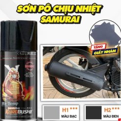 Sơn chịu nhiệt Samurai H2 màu đen nhám 300ml cho pô xe máy, ô tô