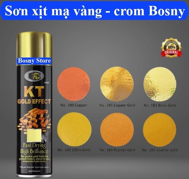 Sơn Mạ Vàng Hiệu Ứng Vàng, Crom, Gold Effect Bosny Thái Lan