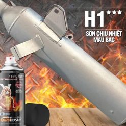 Sơn Pô Xe Chống Cháy Chịu Nhiệt Đen Mờ Và Bạc Mờ H2-H1 300ml Chính Hãng