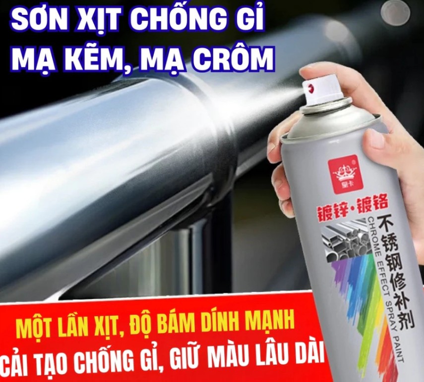 Sơn Xịt Mạ Crom Bạc Siêu Bóng, Nhanh Khô, Hiệu Ứng Chrome Sáng Gương Cho Kim Loại Và Inox