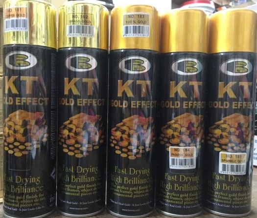 Sơn Xịt Mạ Crom Vàng Bosny KT Gold Efect Spray