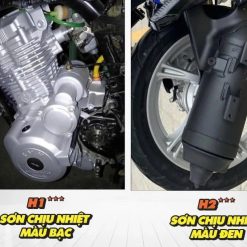 Sơn Xịt Pô Xe Chống Cháy Samurai Chịu Nhiệt Đen Mờ Và Bạc Mờ H2-H1