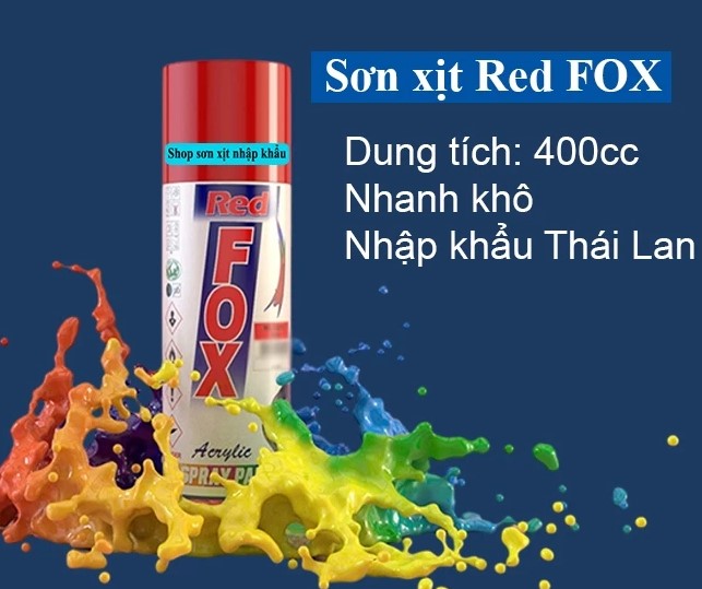 Sơn Xịt Red Fox Đủ Màu Gốc Acrylic 400cc Nhập Khẩu Thái Lan