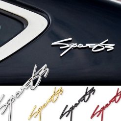 Tem Dán Xe Ô Tô Chữ "Sports" Kim Loại 3D Decal Sticker Trang Trí Xe Hơi Phong Cách Thể Thao