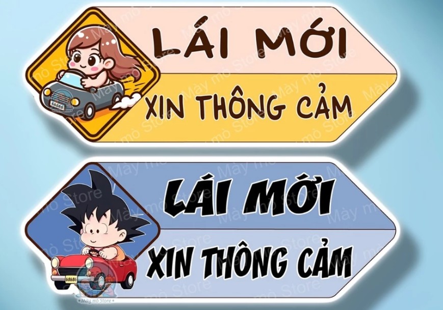 Tem Dán Xe Ô Tô Nữ Lái Mới Xin Thông Cảm Chống Nước Không Bay Màu